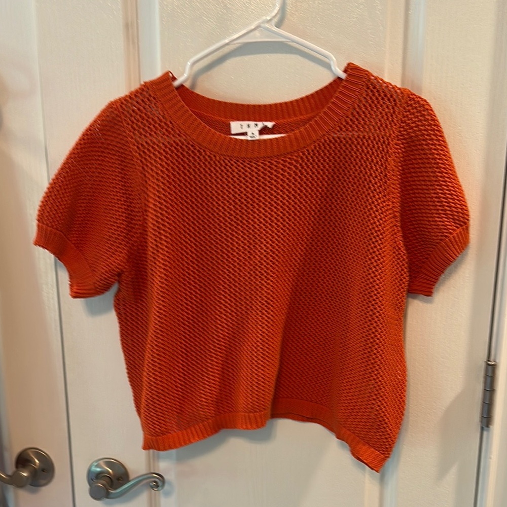 THML Orange Crew Neck Sweater with Textured Knit